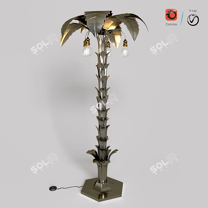 Luxury Gold Palm Leaf Floor Lamp 3D model image 1