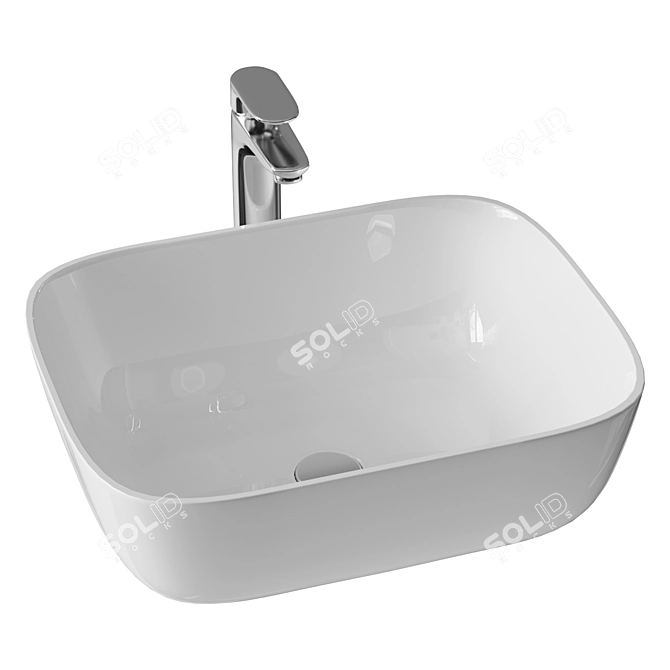 Modern Sink Set: Roca Monodin-N Faucet & Duravit D-Code Basin 3D model image 1