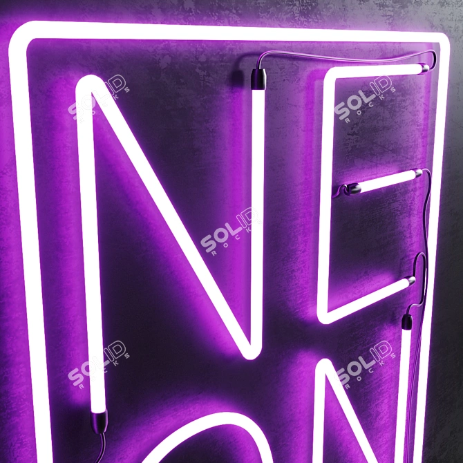Dynamic Glow: Customizable Neon Sign 3D model image 2