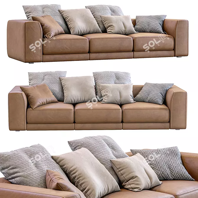 Luxury Leather Sofa: Pasha by Jesse 3D model image 1