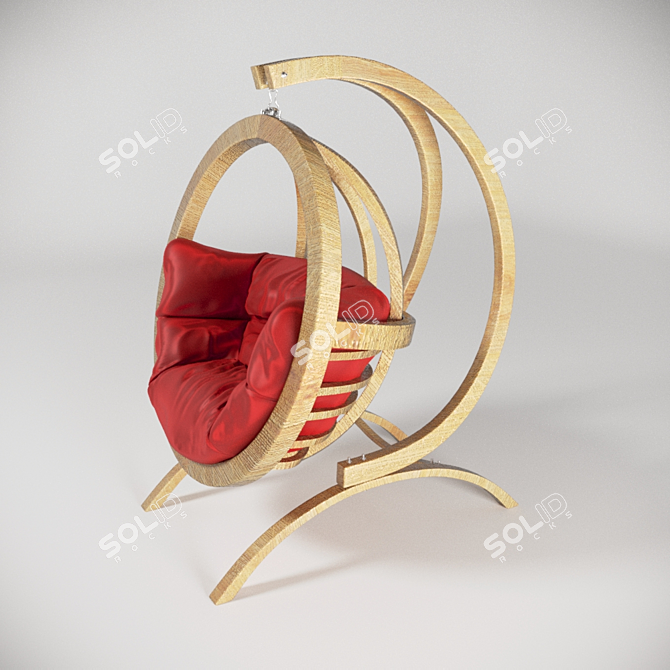 Wooden Hanging Chair 3D model image 1