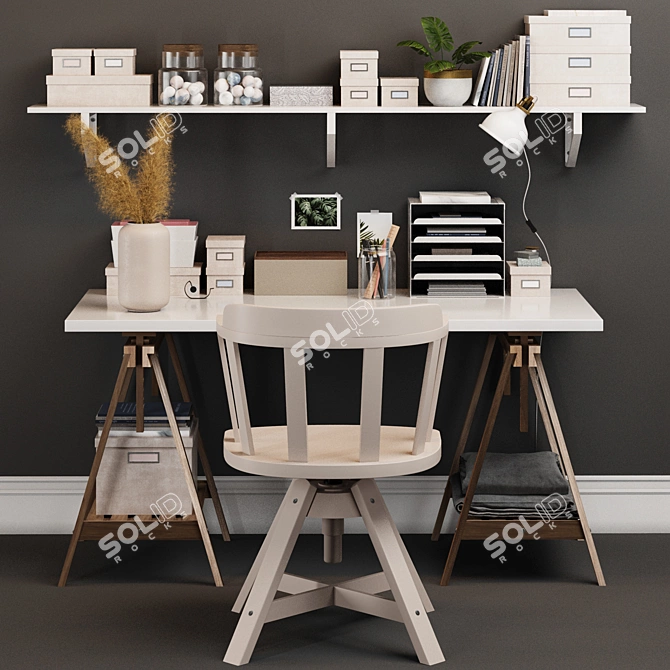 Sleek Workspace Solution: IKEA Office Set 3D model image 1