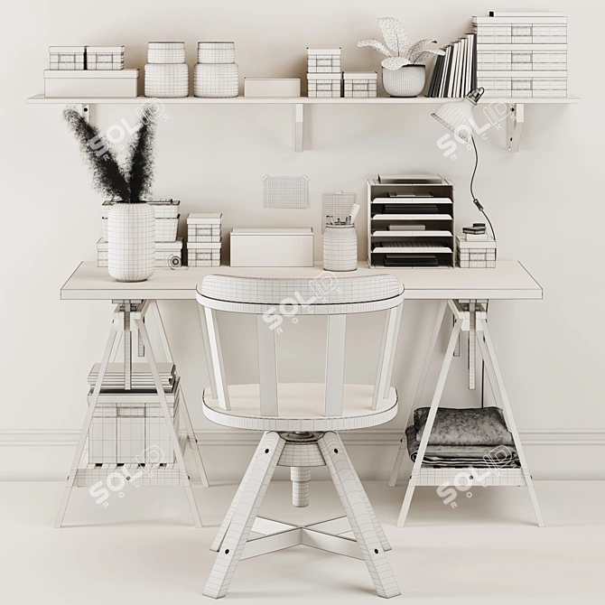 Sleek Workspace Solution: IKEA Office Set 3D model image 4