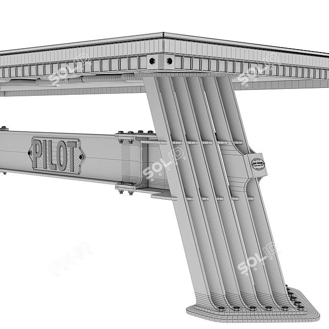Industrial-Inspired Steel Vintage Pilot Table 3D model image 4