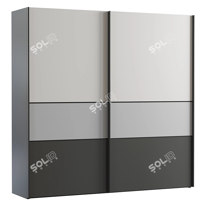 Sleek Sliding Wardrobe Trio 3D model image 1