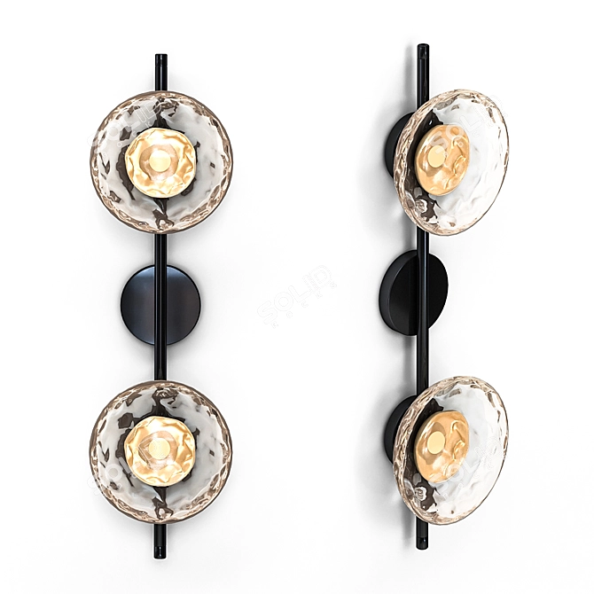 Ceto Wall Light - Stylish Glass and Metal Illumination 3D model image 3