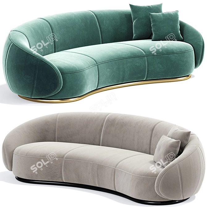 Glamour Curved Sofa: Vray & Corona-Compatible 3D model image 1