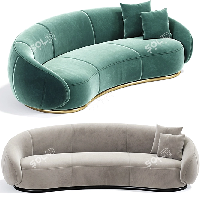 Glamour Curved Sofa: Vray & Corona-Compatible 3D model image 2