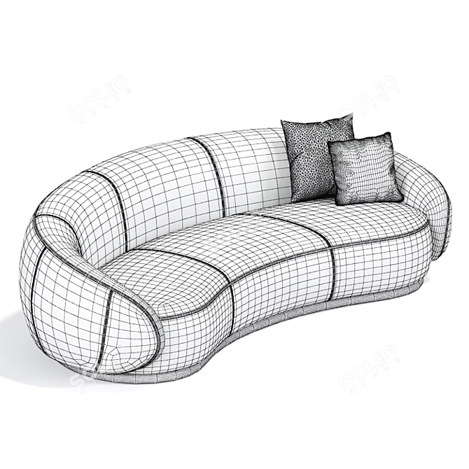 Glamour Curved Sofa: Vray & Corona-Compatible 3D model image 3