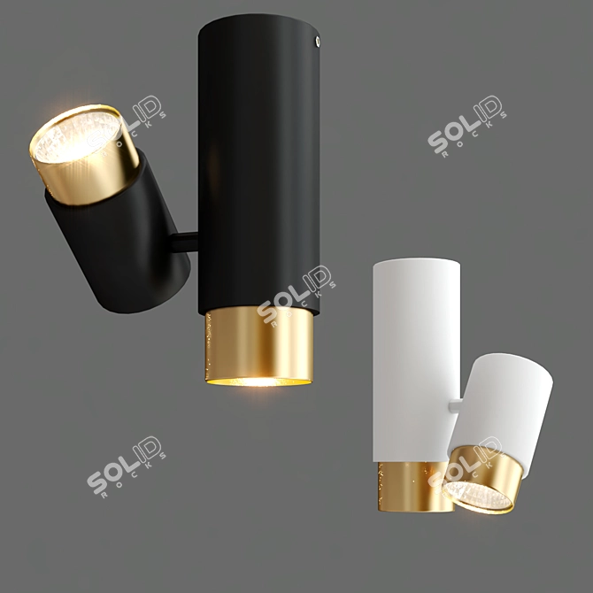 Modern Metal SIF Lamp - Black+Gold/White+Gold 3D model image 1