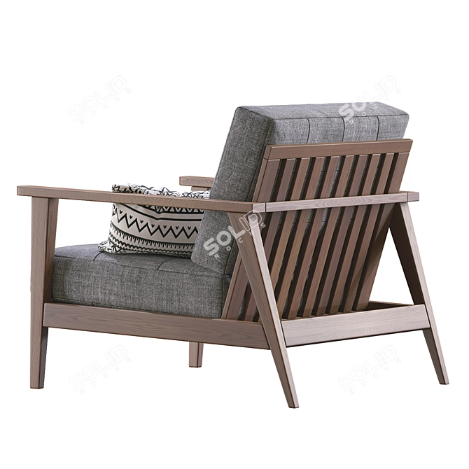 Mid Century Wooden Armchair: Classic Design for Modern Living 3D model image 3