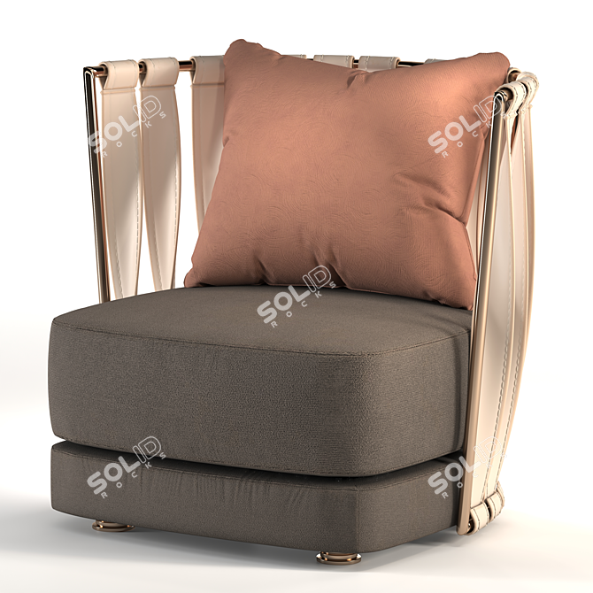 Elegant Armchair with 2 Fabric Materials 3D model image 1