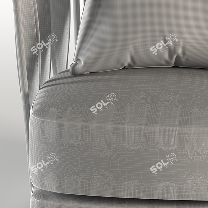 Elegant Armchair with 2 Fabric Materials 3D model image 4