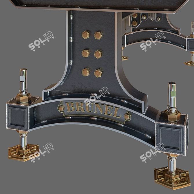 Industrial Steel Vintage Table: BRUNEL 3D model image 2