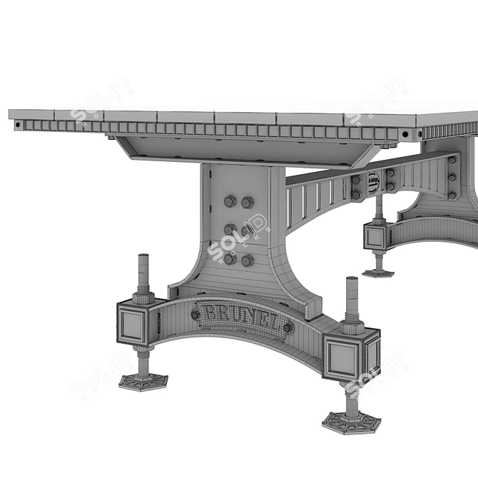 Industrial Steel Vintage Table: BRUNEL 3D model image 4