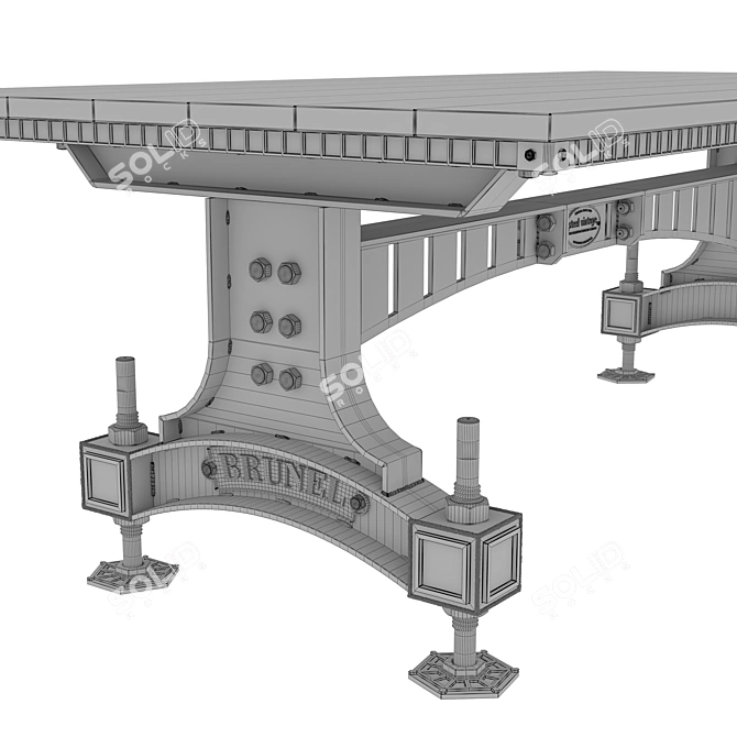 Industrial Steel Vintage Table: BRUNEL 3D model image 8
