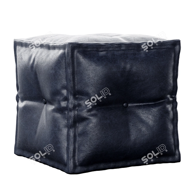 Berkeley Leather Pouffe: Interlocking Squares 3D model image 4
