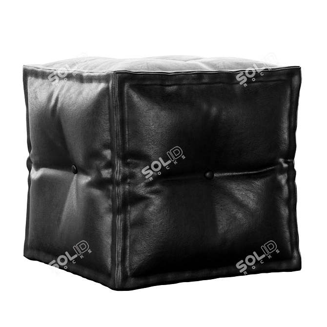 Berkeley Leather Pouffe: Interlocking Squares 3D model image 5