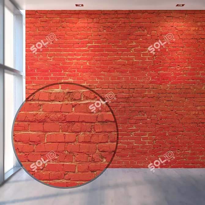 Title: Authentic Red Brick Wall 3D model image 1