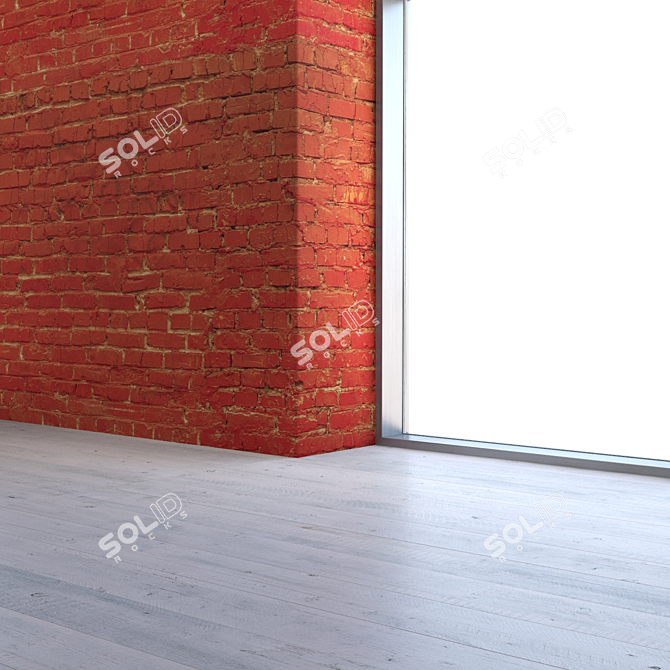 Title: Authentic Red Brick Wall 3D model image 4