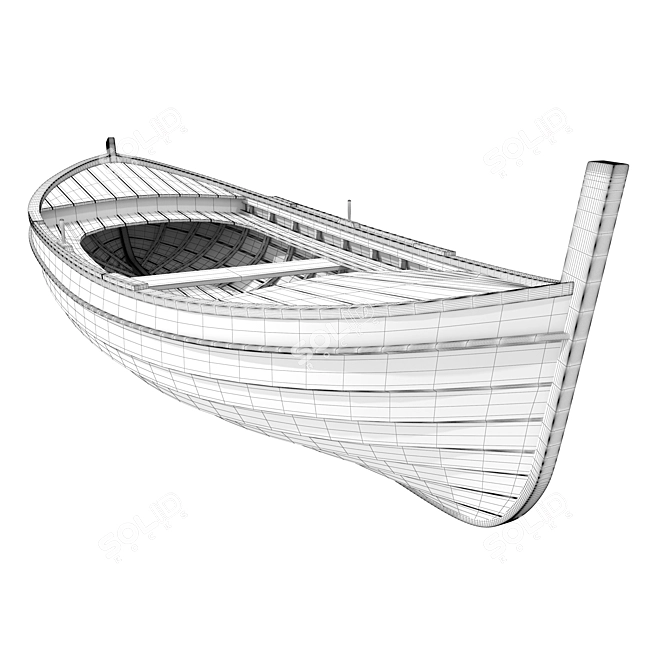Rustic Vintage Wooden Boat 3D model image 3