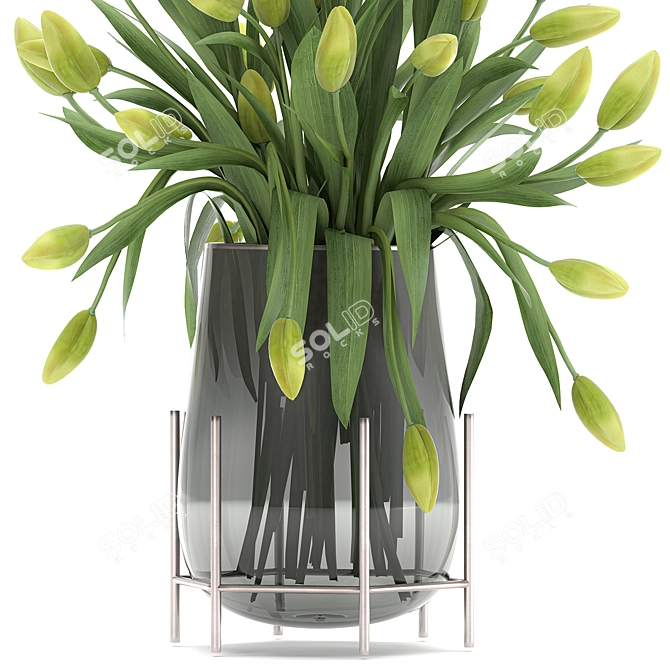 Spring Green Tulip Bouquet 3D model image 2