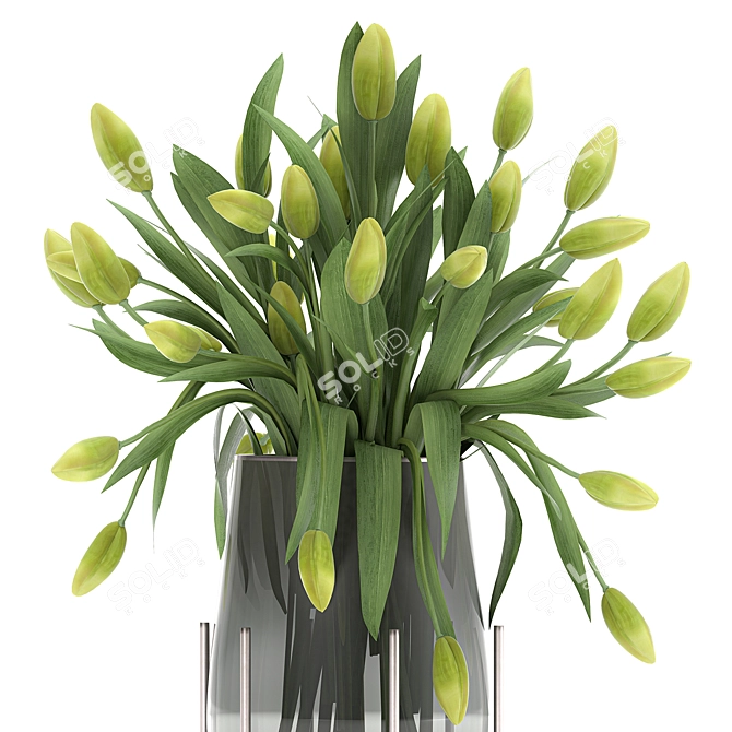 Spring Green Tulip Bouquet 3D model image 3