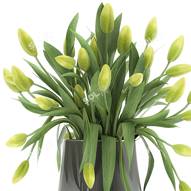 Spring Green Tulip Bouquet 3D model image 4