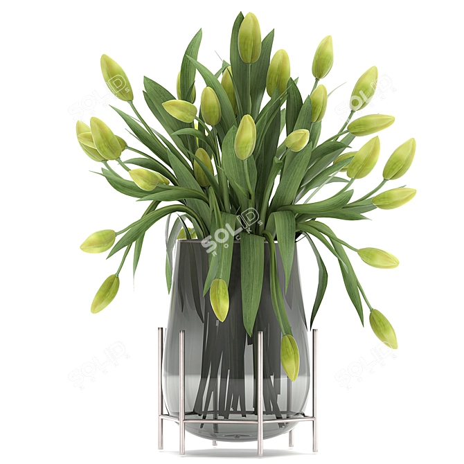 Spring Green Tulip Bouquet 3D model image 5