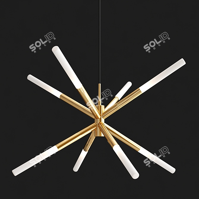 Elegant Antique Brass Chandelier 3D model image 1