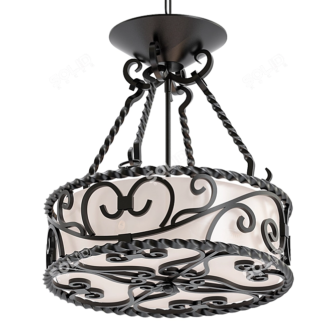 Rustic Walnut Pendant Chandelier 3D model image 1