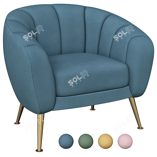 Elegant Primrose Accent Armchair 3D model image 3