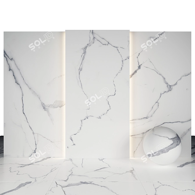 Elegant Statuario White Marble 3D model image 1