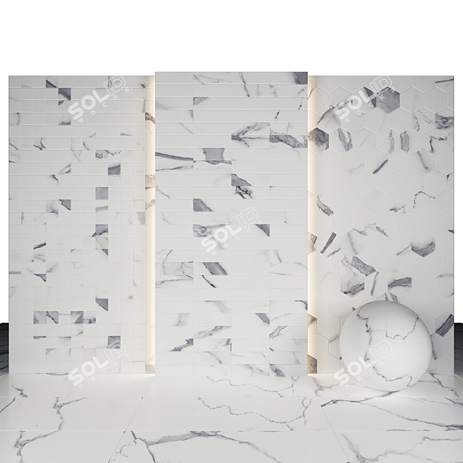 Elegant Statuario White Marble 3D model image 3