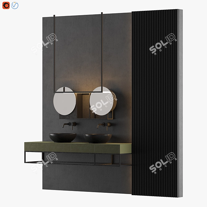 Modern Gray Bathroom Set 3D model image 2