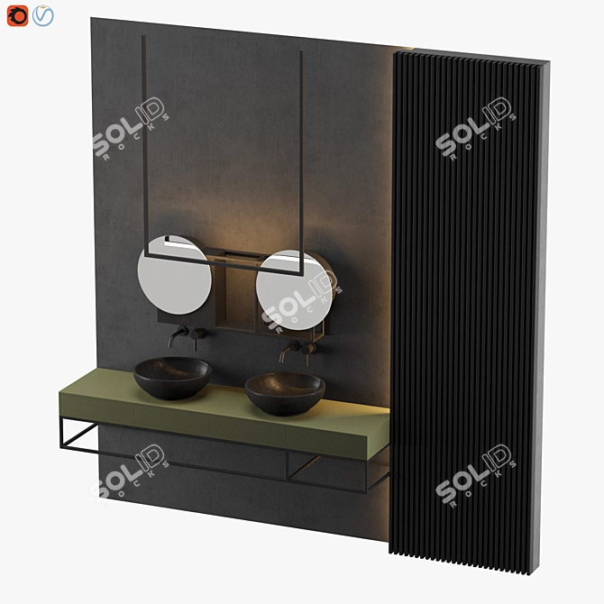 Modern Gray Bathroom Set 3D model image 3