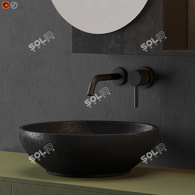 Modern Gray Bathroom Set 3D model image 4