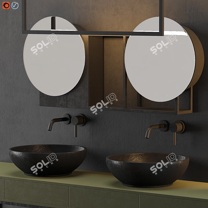 Modern Gray Bathroom Set 3D model image 5