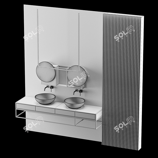 Modern Gray Bathroom Set 3D model image 6