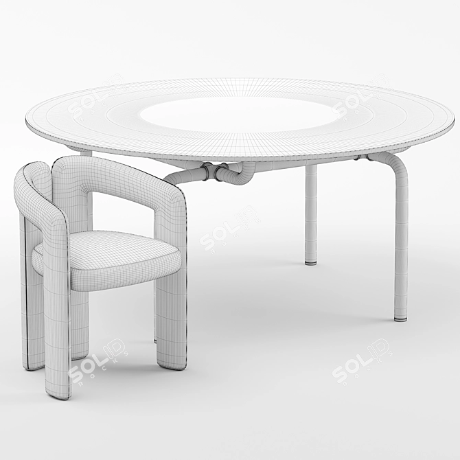 Cassina Dudet Chair & Edison Table: Sleek Design & Elegant Pairing 3D model image 7