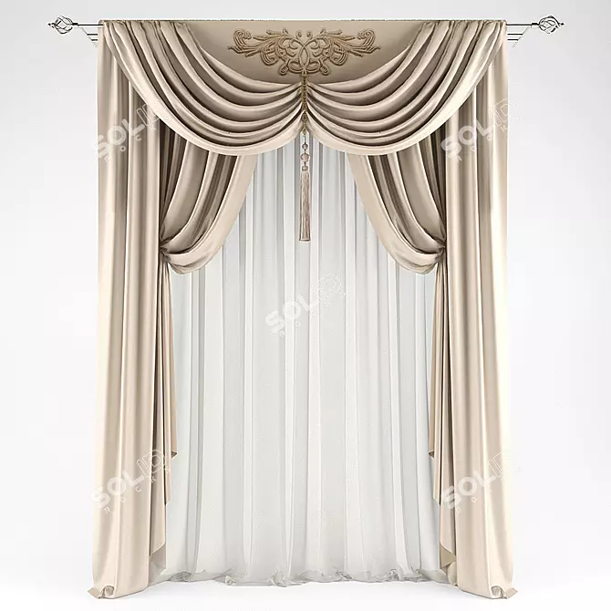 Elegant Drapery Set 3D model image 1