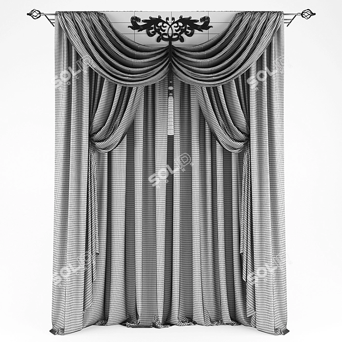 Elegant Drapery Set 3D model image 2