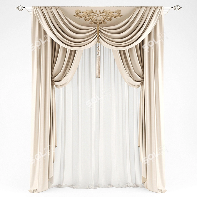 Elegant Drapery Set 3D model image 3