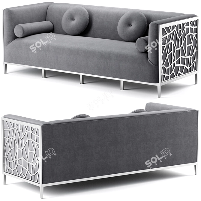 Opal Velvet Sofa: Luxurious Elegance 3D model image 2