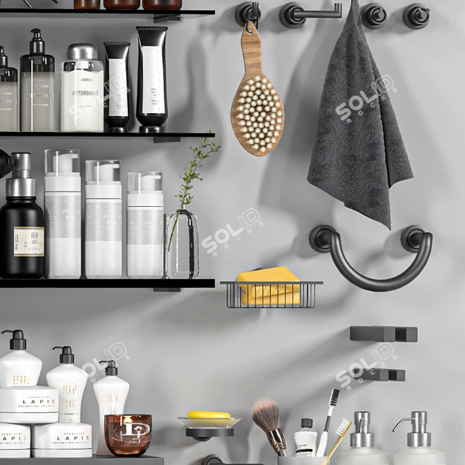 Elegant Bathroom Accessories Set 3D model image 6