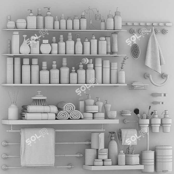 Elegant Bathroom Accessories Set 3D model image 7