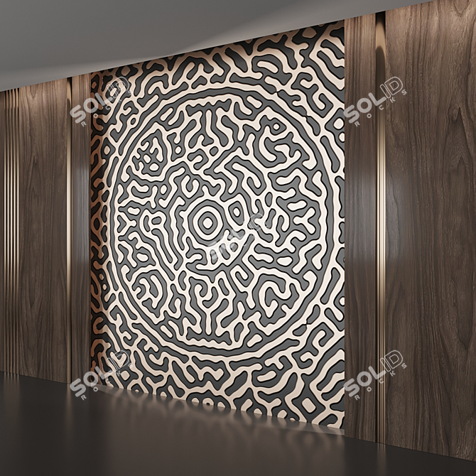 Seamless Card Pattern Wall Panel 3D model image 2