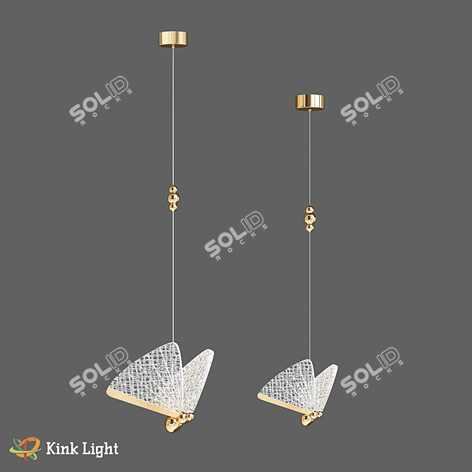 Golden Butterfly Pendant Light 3D model image 2