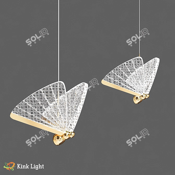 Golden Butterfly Pendant Light 3D model image 3