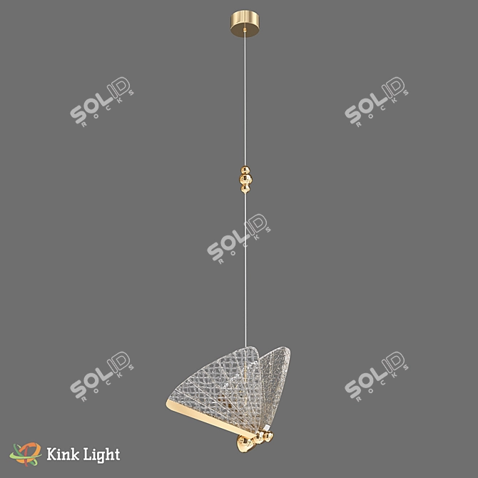 Golden Butterfly Pendant Light 3D model image 4